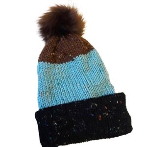handmade muti color pom pom beanie